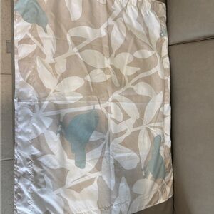 Bird & Leaf Print King duvet cover and Pillow shams - Beige, White, Light Blue